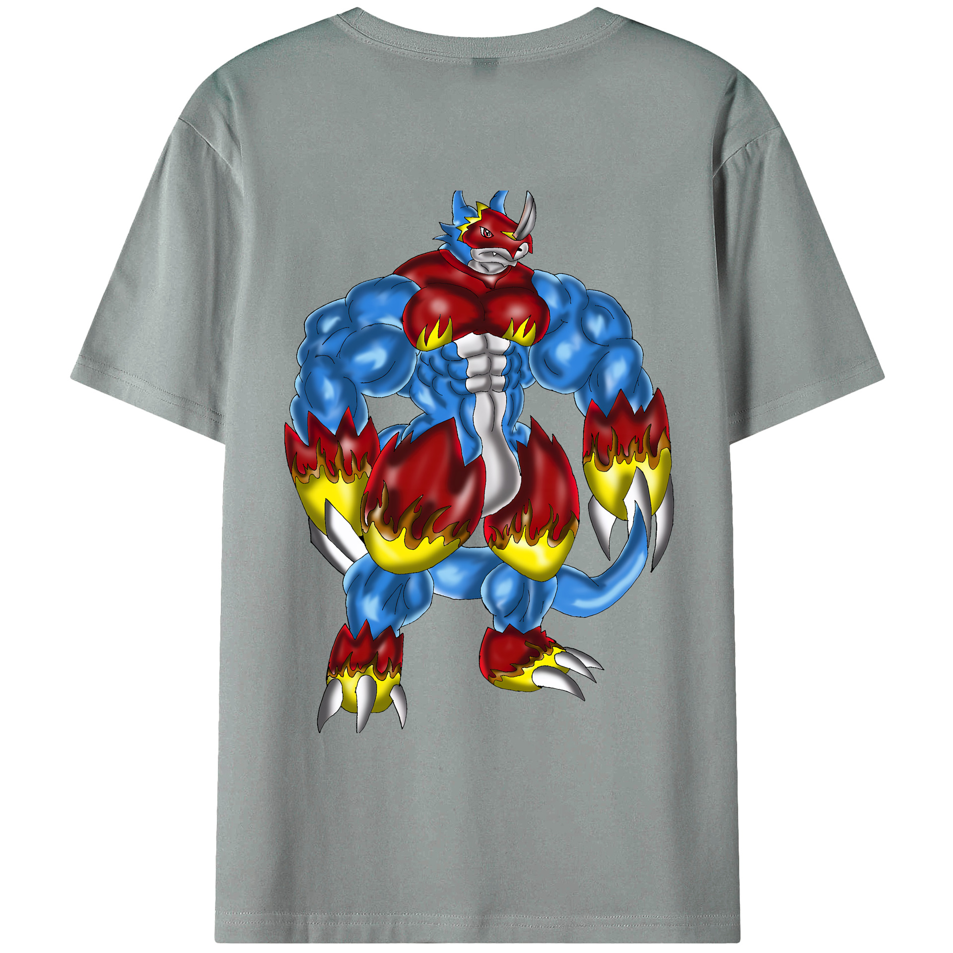 （画像用） Digimon デジタルモンスター/デジモン 綿100％ メンズ半袖Tシャツ（バックプリント） 通気性